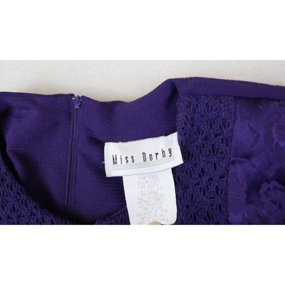 VINTAGE 80s WOMEN'S PURPLE 3/4 SLEEVE JACKET DRESS - SIZE S - Picture 4 of 7